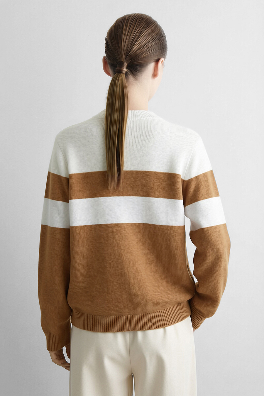 Letter Jacquard Contrast Sweater | AMII