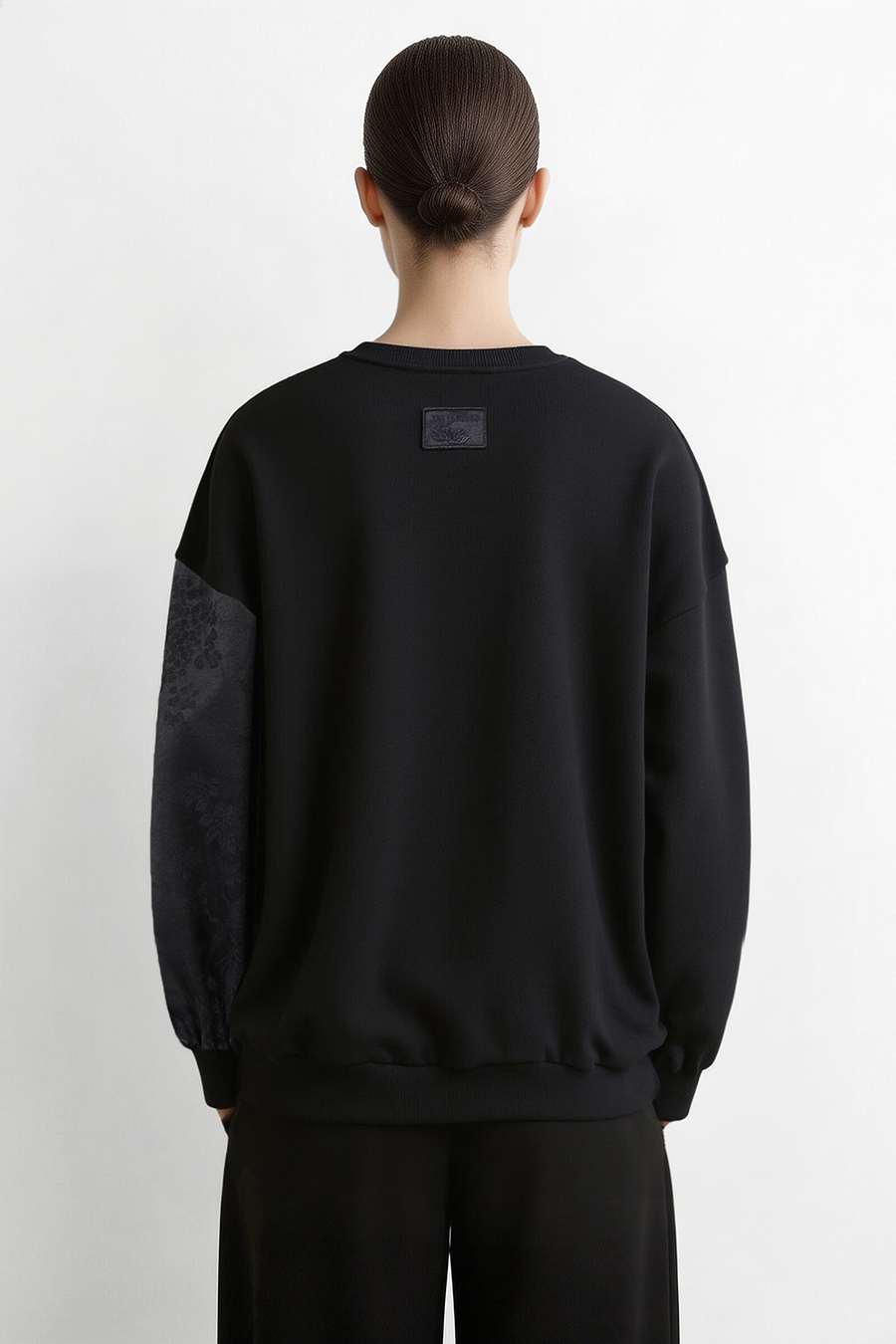 100% Cotton Jacquard Spliced Sweatshirt | AMII