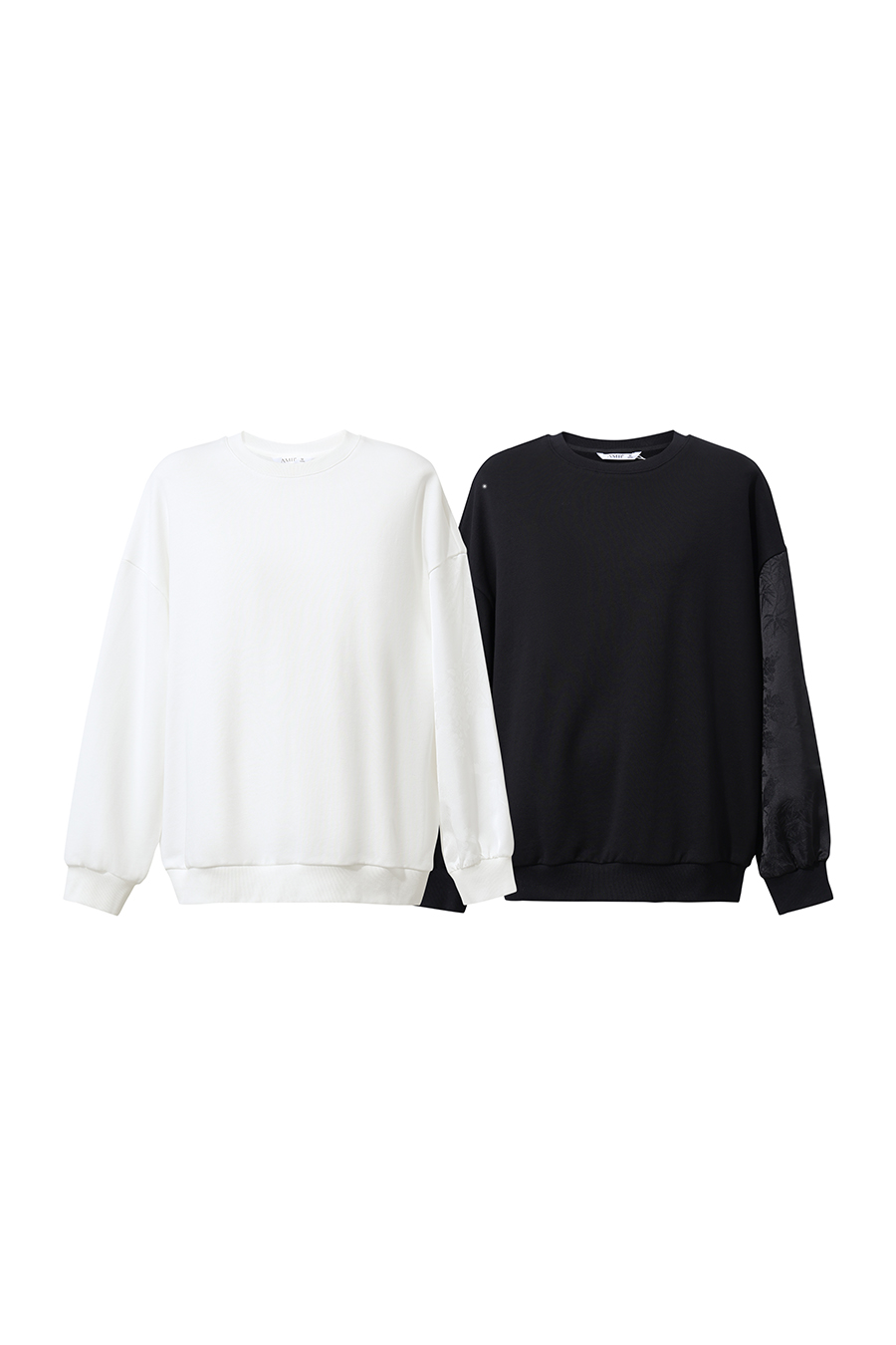 100% Cotton Jacquard Spliced Sweatshirt | AMII