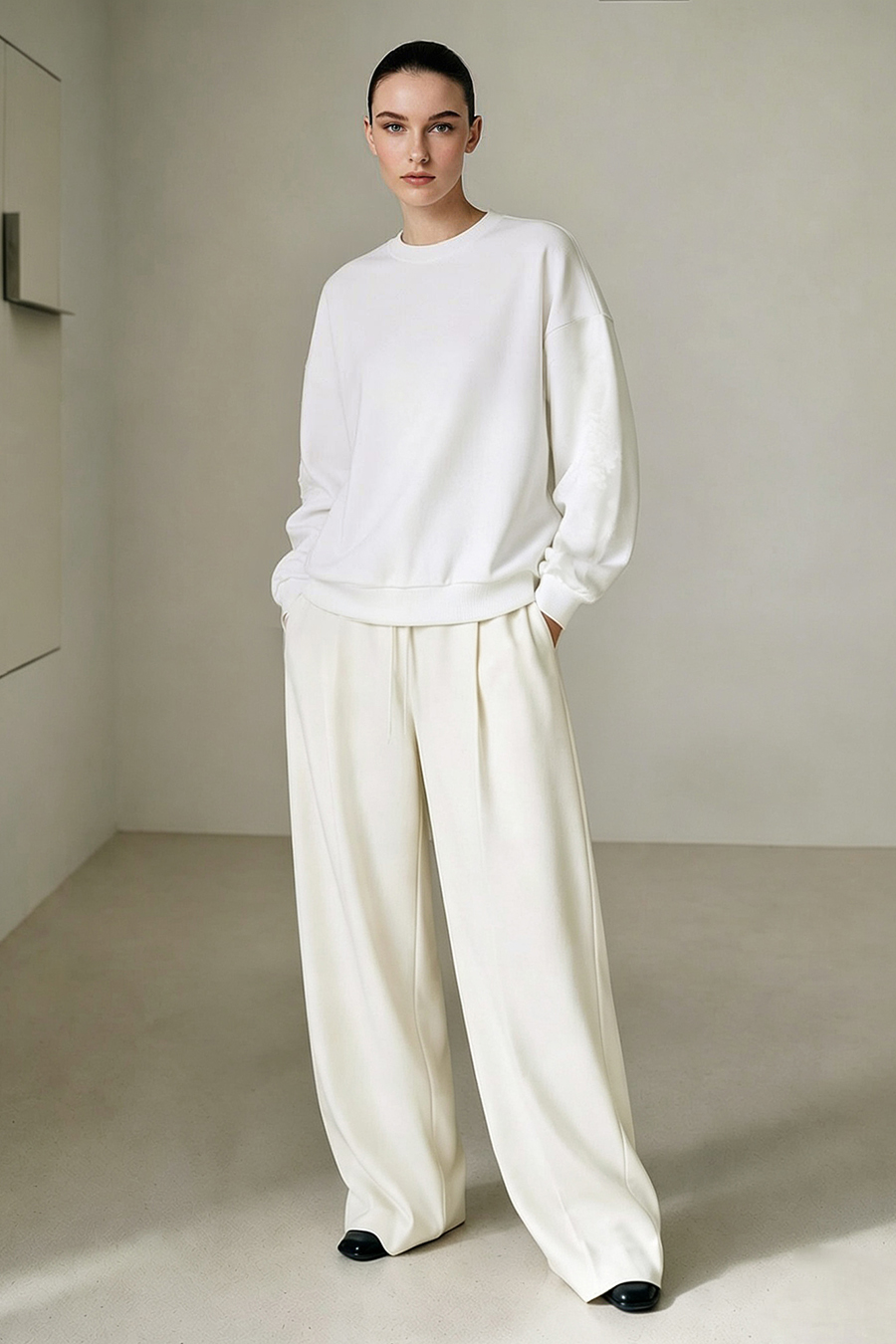 100% Cotton Jacquard Spliced Sweatshirt | AMII