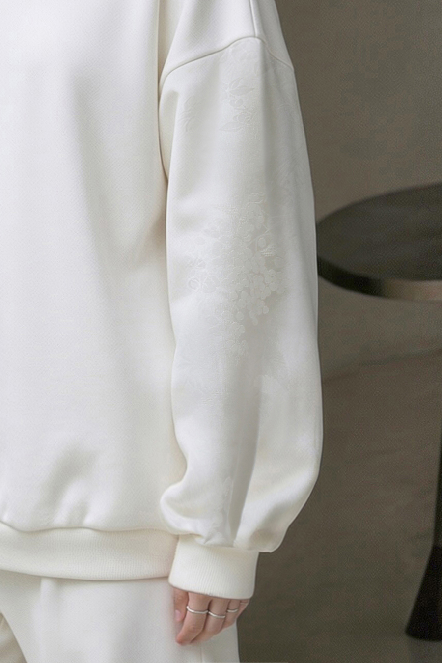100% Cotton Jacquard Spliced Sweatshirt | AMII