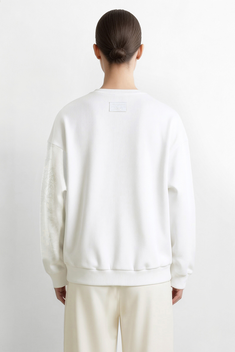 100% Cotton Jacquard Spliced Sweatshirt | AMII