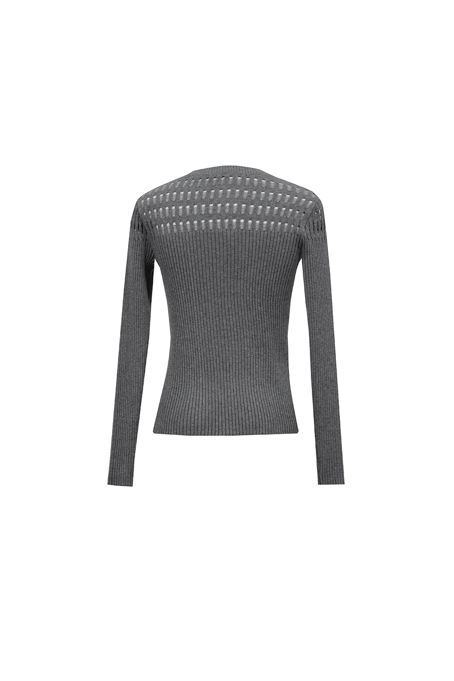 Crew Neck Cutout Slim Knit Sweater | AMII