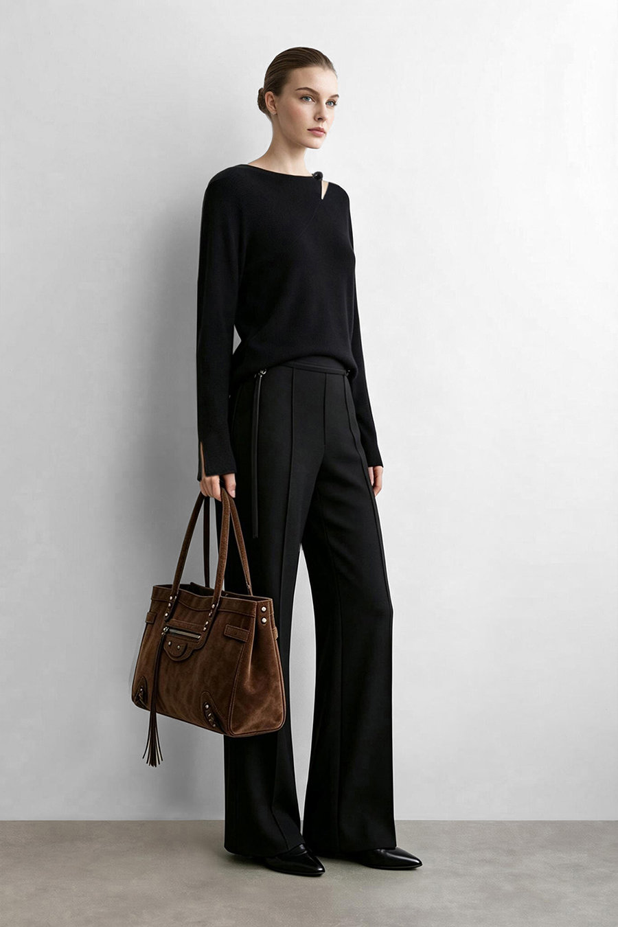 Asymmetric Twist Cutout Knit Top | AMII