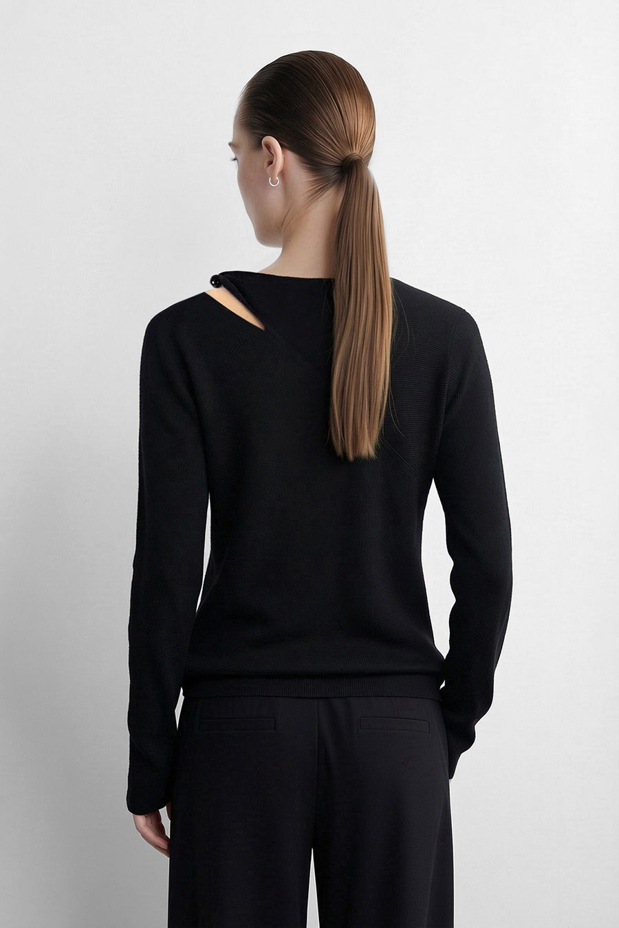 Asymmetric Twist Cutout Knit Top | AMII