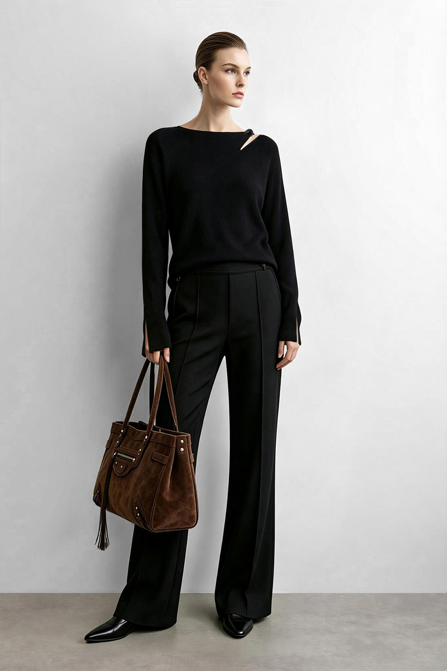 Asymmetric Twist Cutout Knit Top | AMII