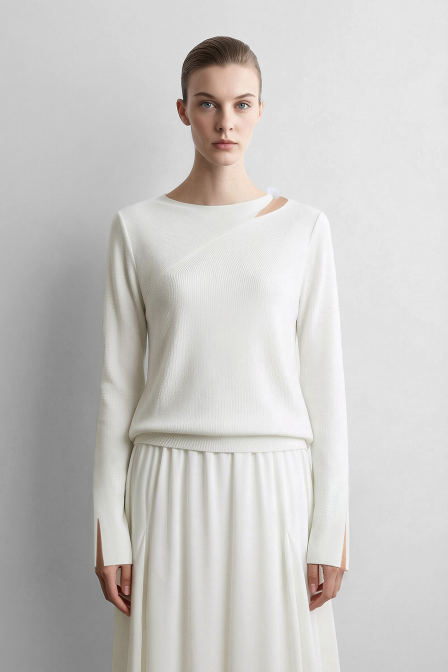 Asymmetric Twist Cutout Knit Top | AMII