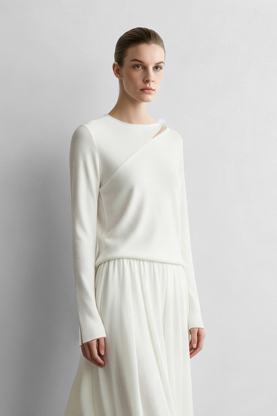 Asymmetric Twist Cutout Knit Top | AMII