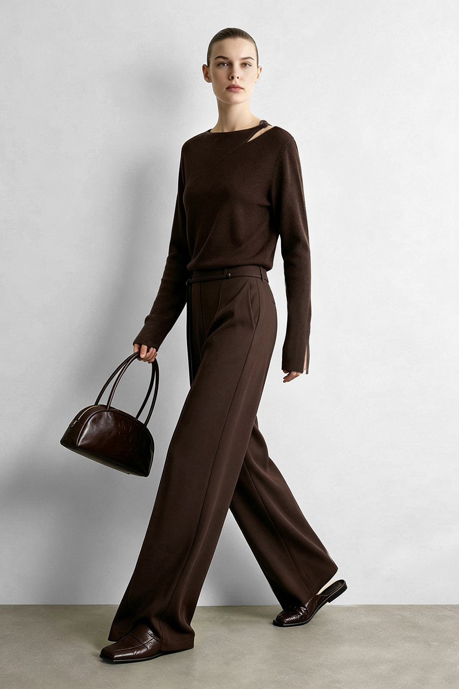 Asymmetric Twist Cutout Knit Top | AMII