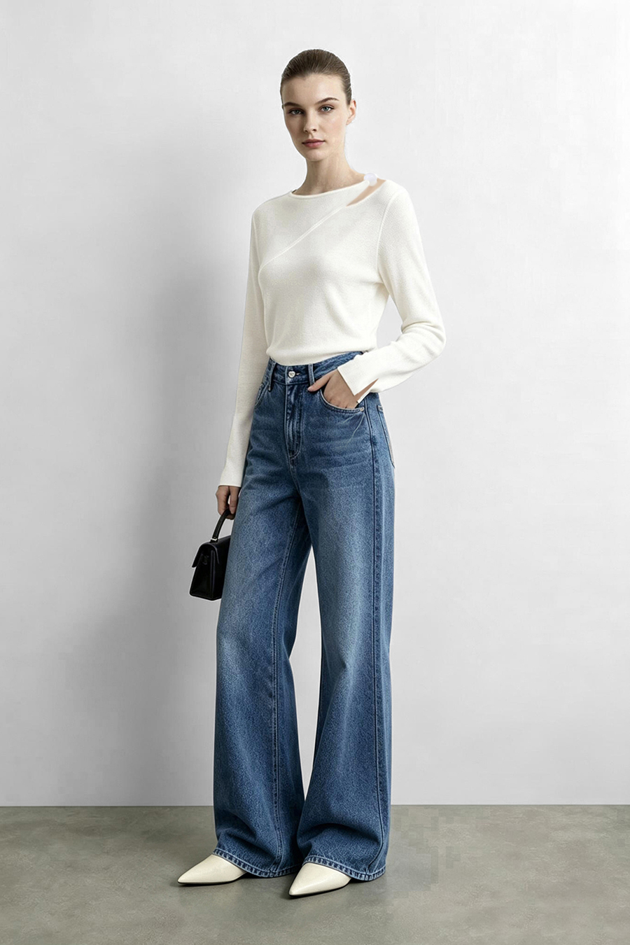 Asymmetric Twist Cutout Knit Top | AMII