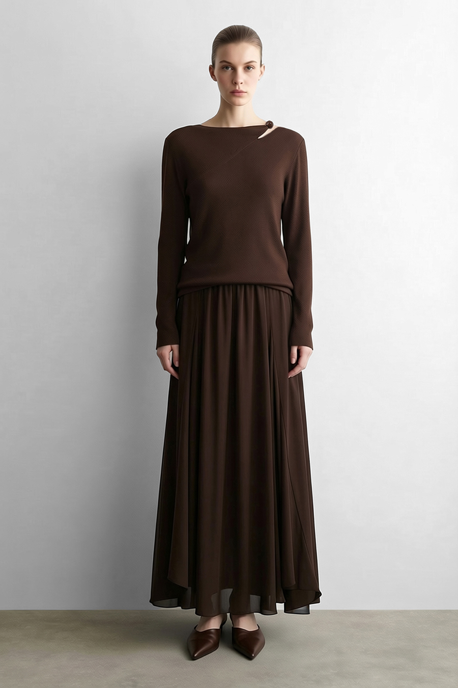 Asymmetric Twist Cutout Knit Top | AMII