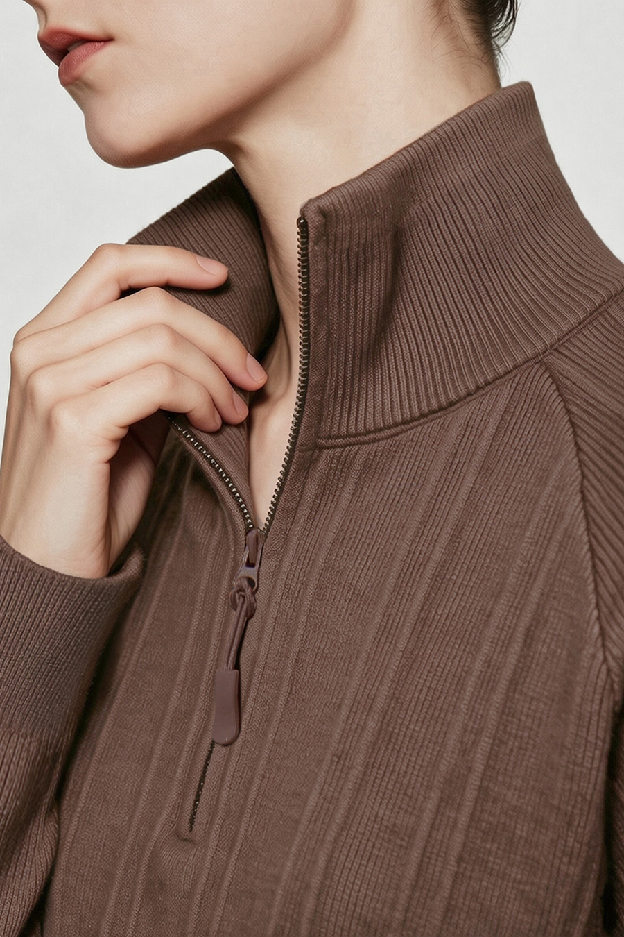 Half-Zip Knit Sweater|AMII