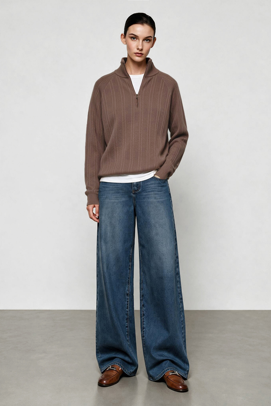 Half-Zip Knit Sweater|AMII