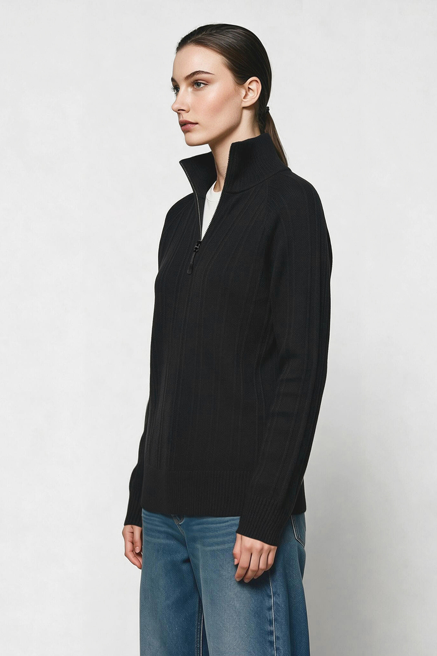Half-Zip Knit Sweater|AMII