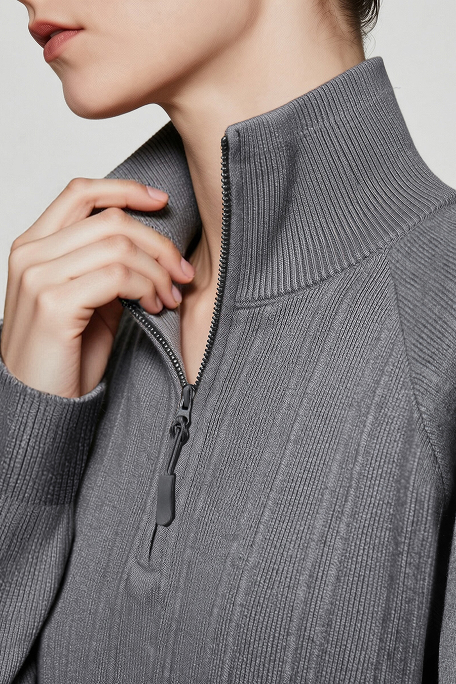 Half-Zip Knit Sweater|AMII