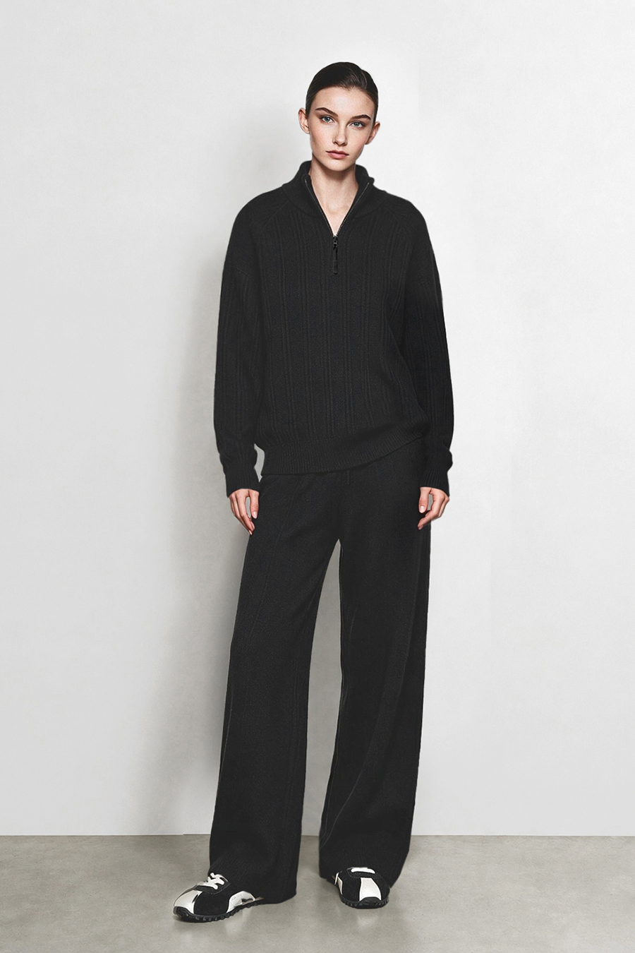 Half-Zip Knit Sweater|AMII