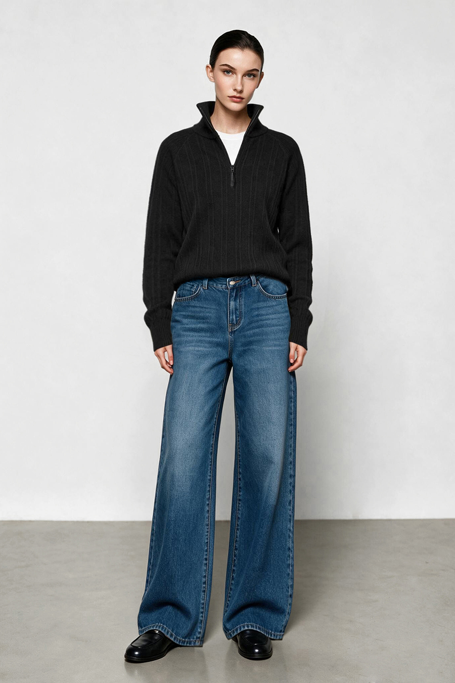 Half-Zip Knit Sweater|AMII