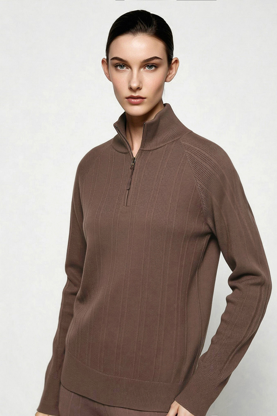Half-Zip Knit Sweater|AMII