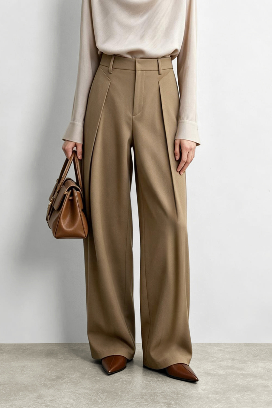 Gathered wide‑leg casual trousers|AMII
