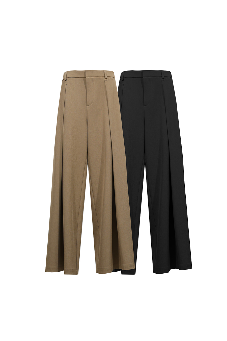 Gathered wide‑leg casual trousers|AMII
