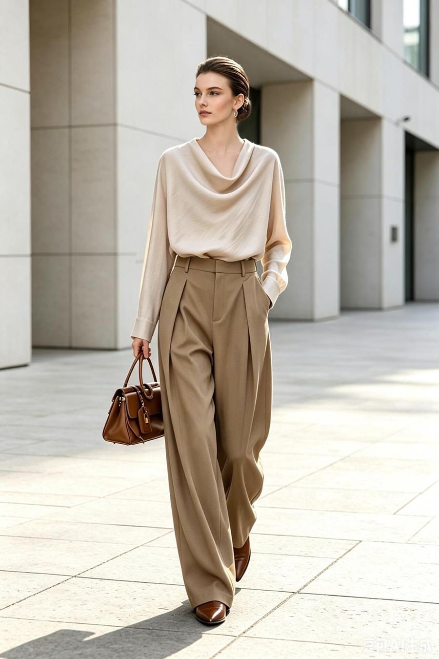 Gathered wide‑leg casual trousers|AMII