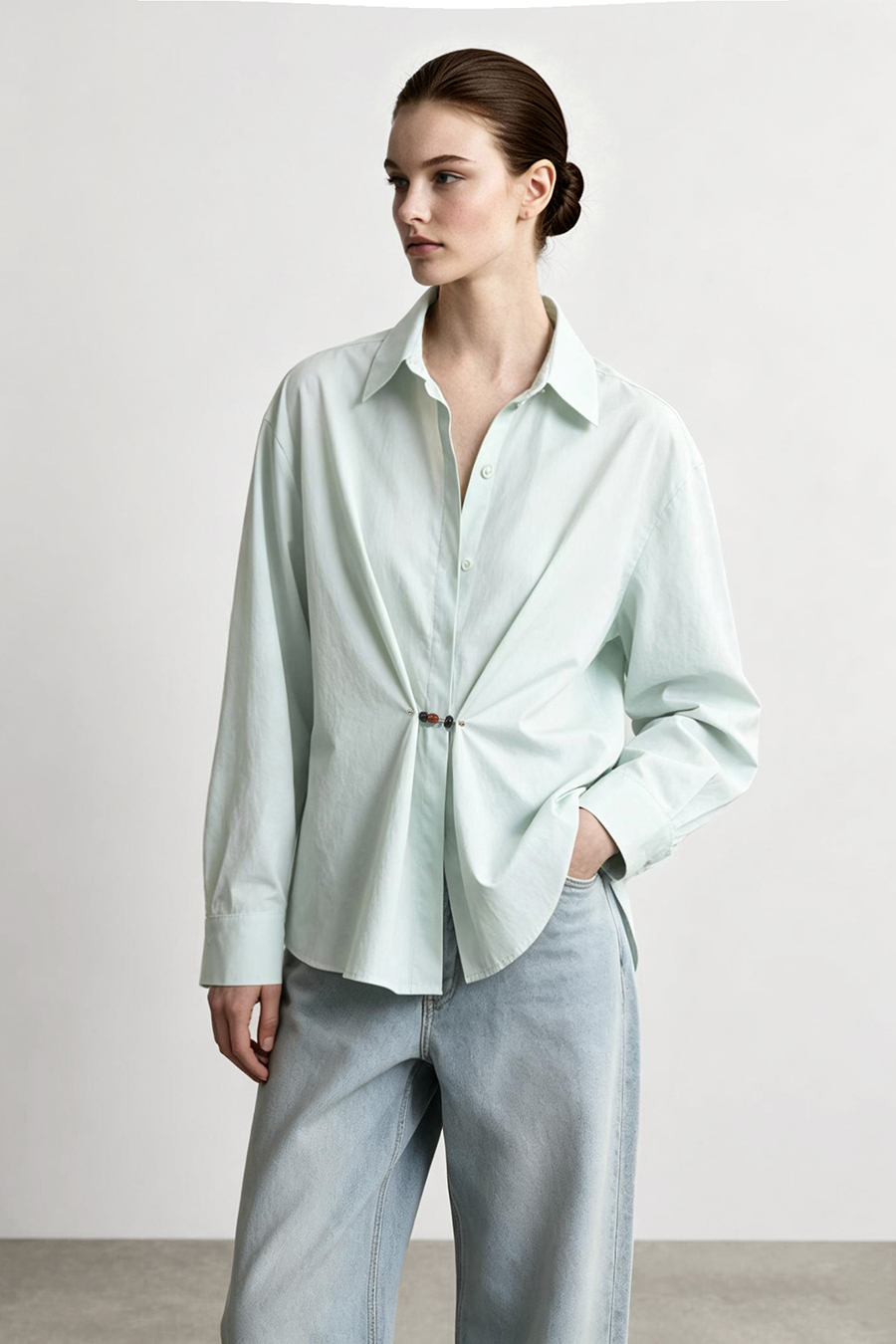 Beaded Pin Collar Shirt | AMII