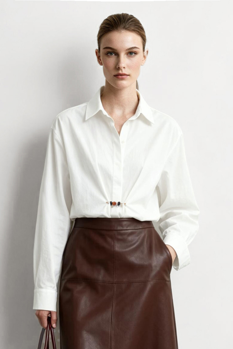 Beaded Pin Collar Shirt | AMII