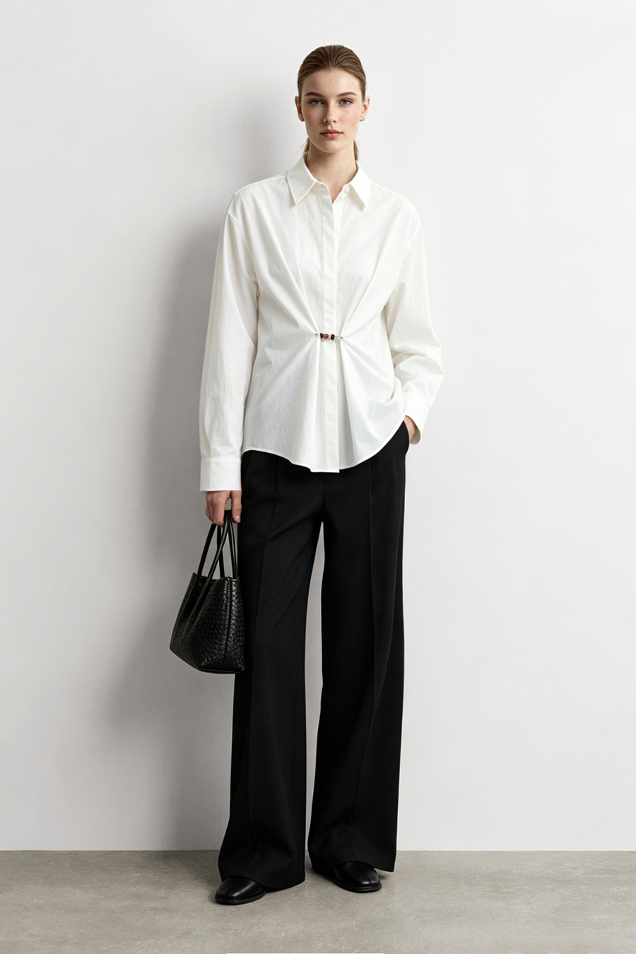 Beaded Pin Collar Shirt | AMII