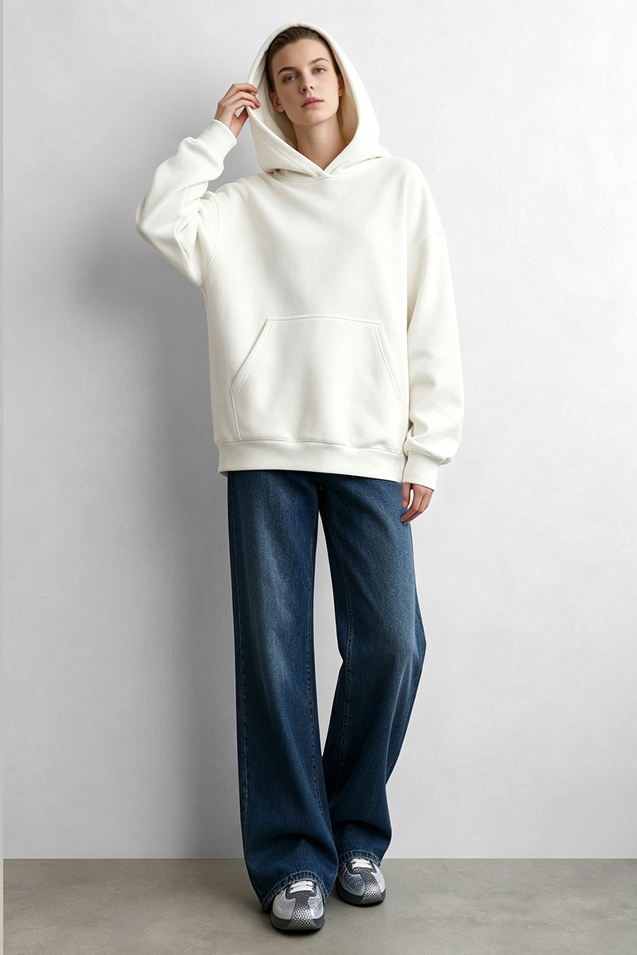 Rhinestone Print Hoodie|AMII