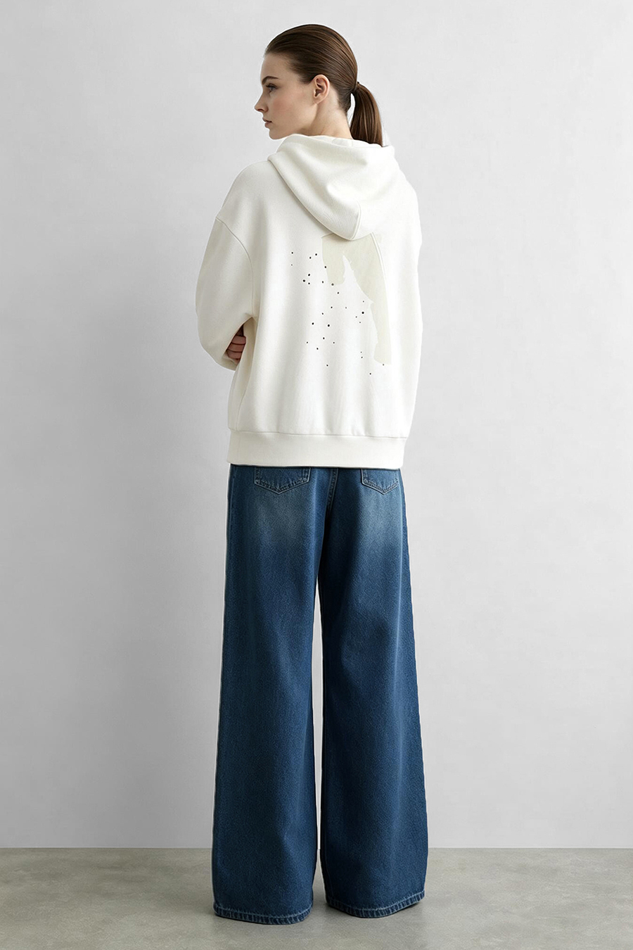 Rhinestone Print Hoodie|AMII