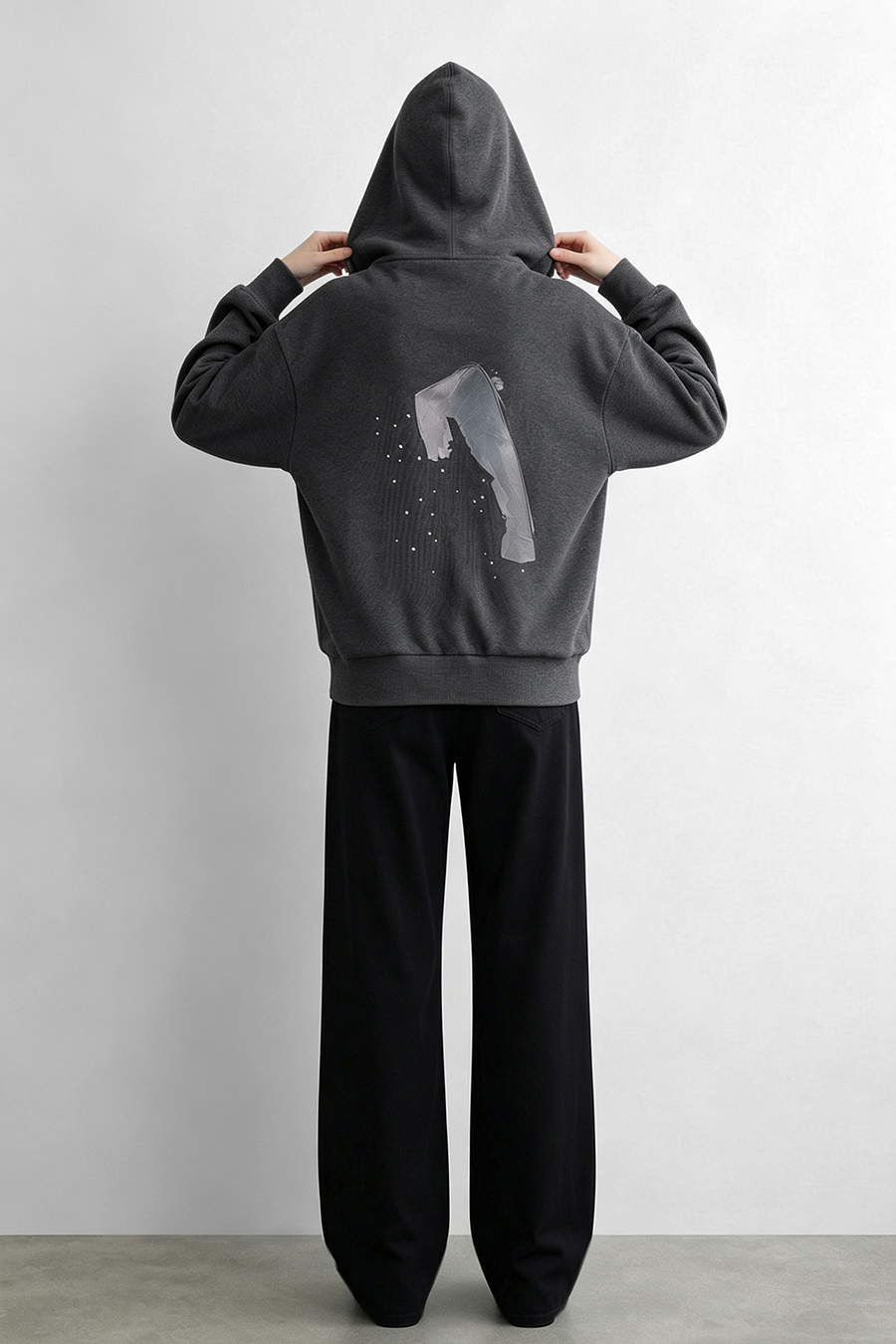 Rhinestone Print Hoodie|AMII