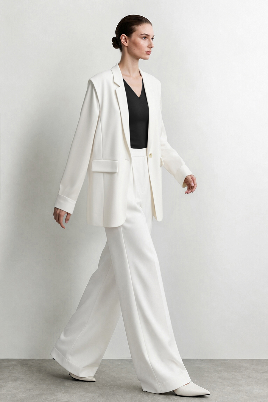 Contrast Satin-Paneled Blazer|AMII