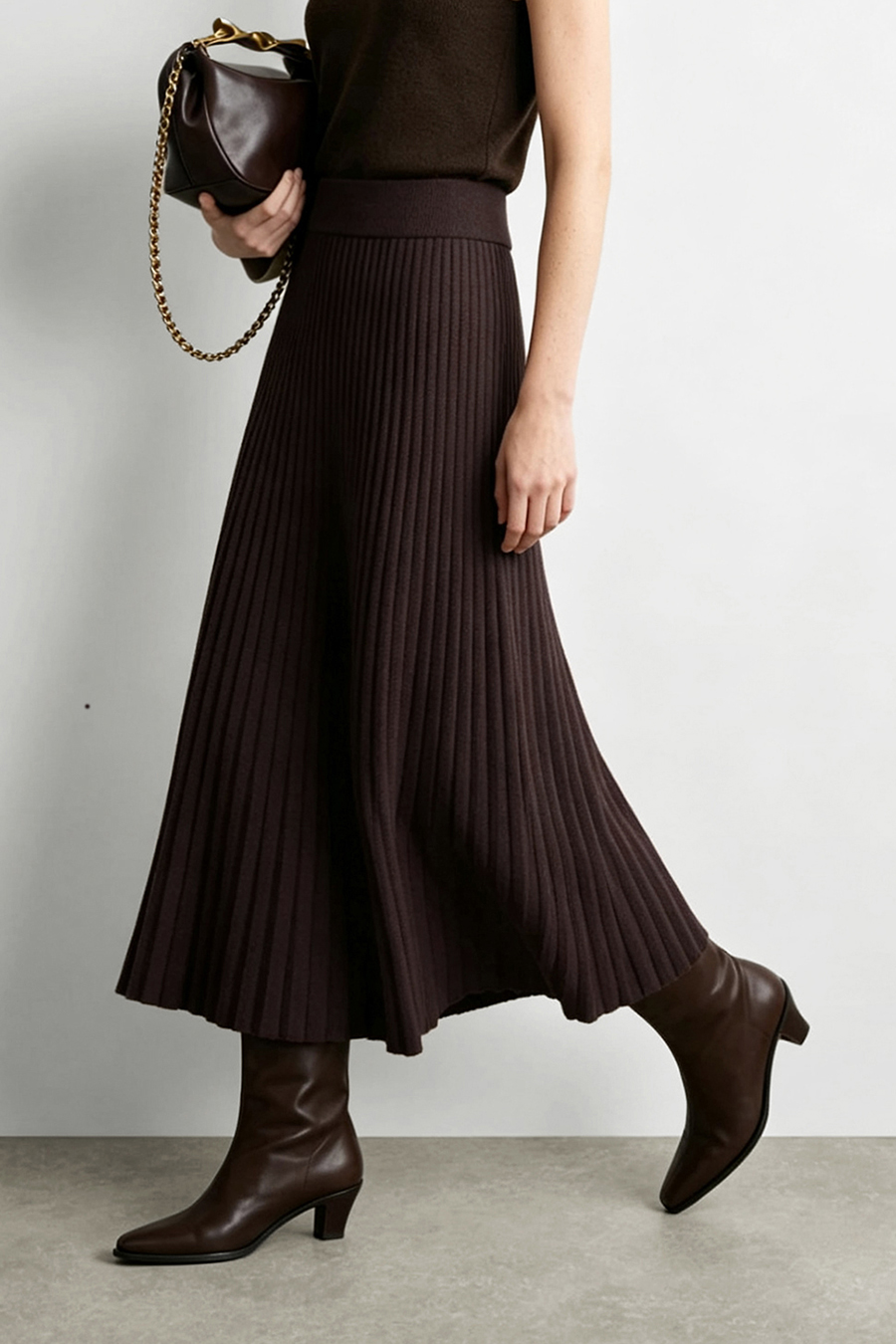 Rib Knit Midi Skirt | AMII