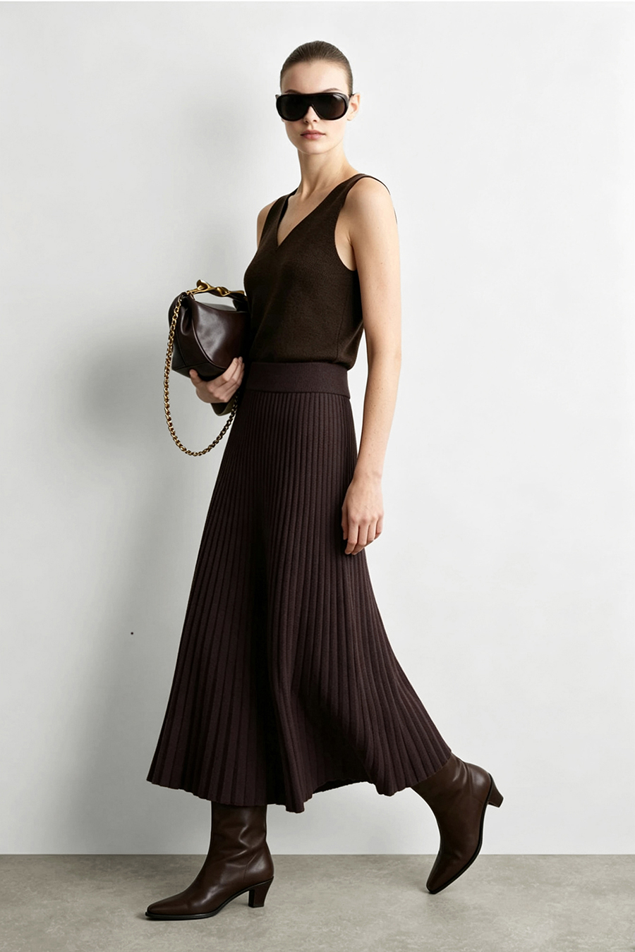Rib Knit Midi Skirt | AMII