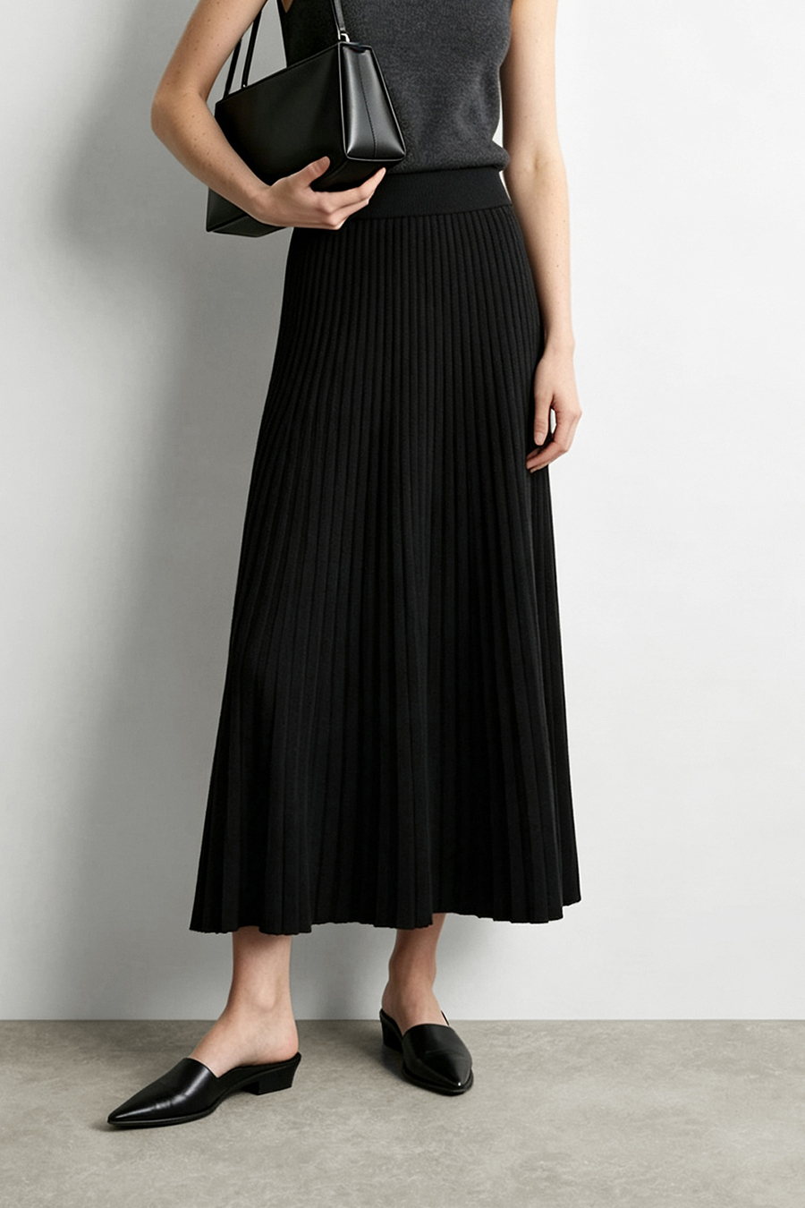 Rib Knit Midi Skirt | AMII