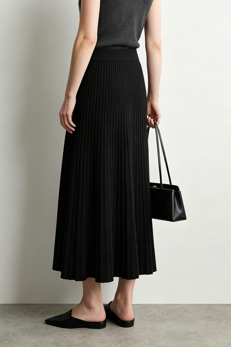 Rib Knit Midi Skirt | AMII