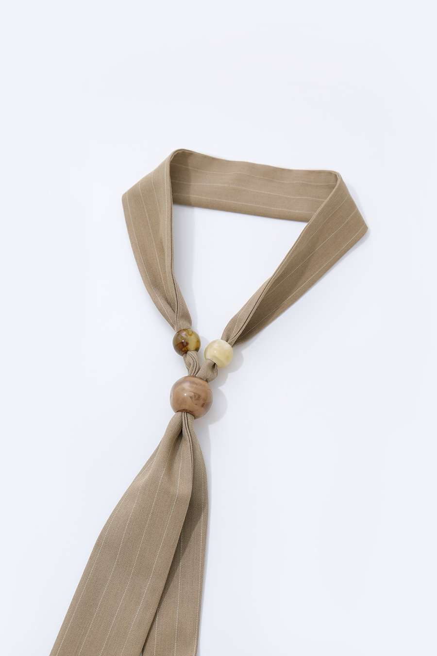 Striped Shirt with Beaded Tie | AMII