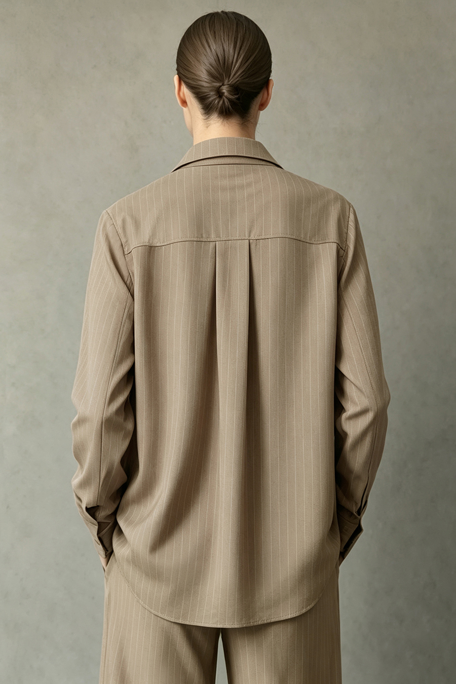 Striped Shirt with Beaded Tie | AMII