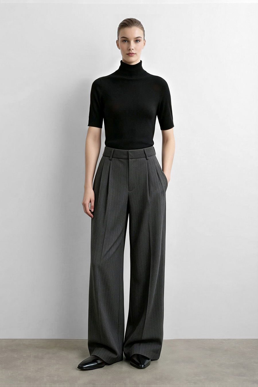 Striped Wide Leg Casual Pants | AMII