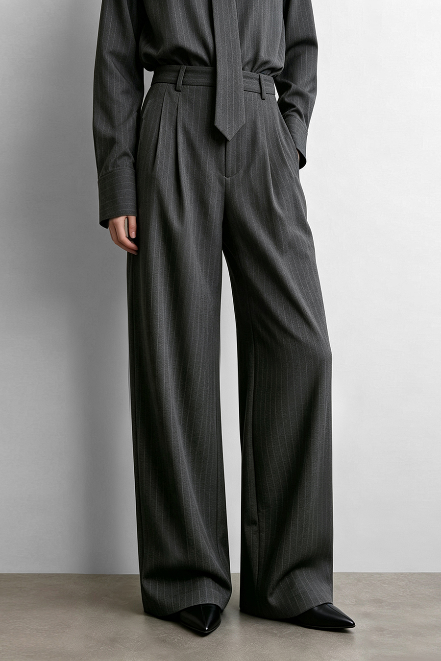 Striped Wide Leg Casual Pants | AMII
