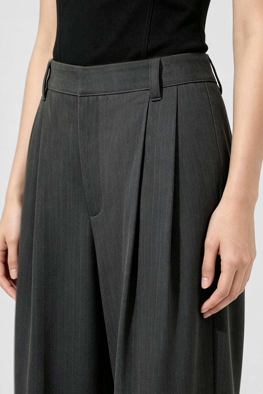 Striped Wide Leg Casual Pants | AMII