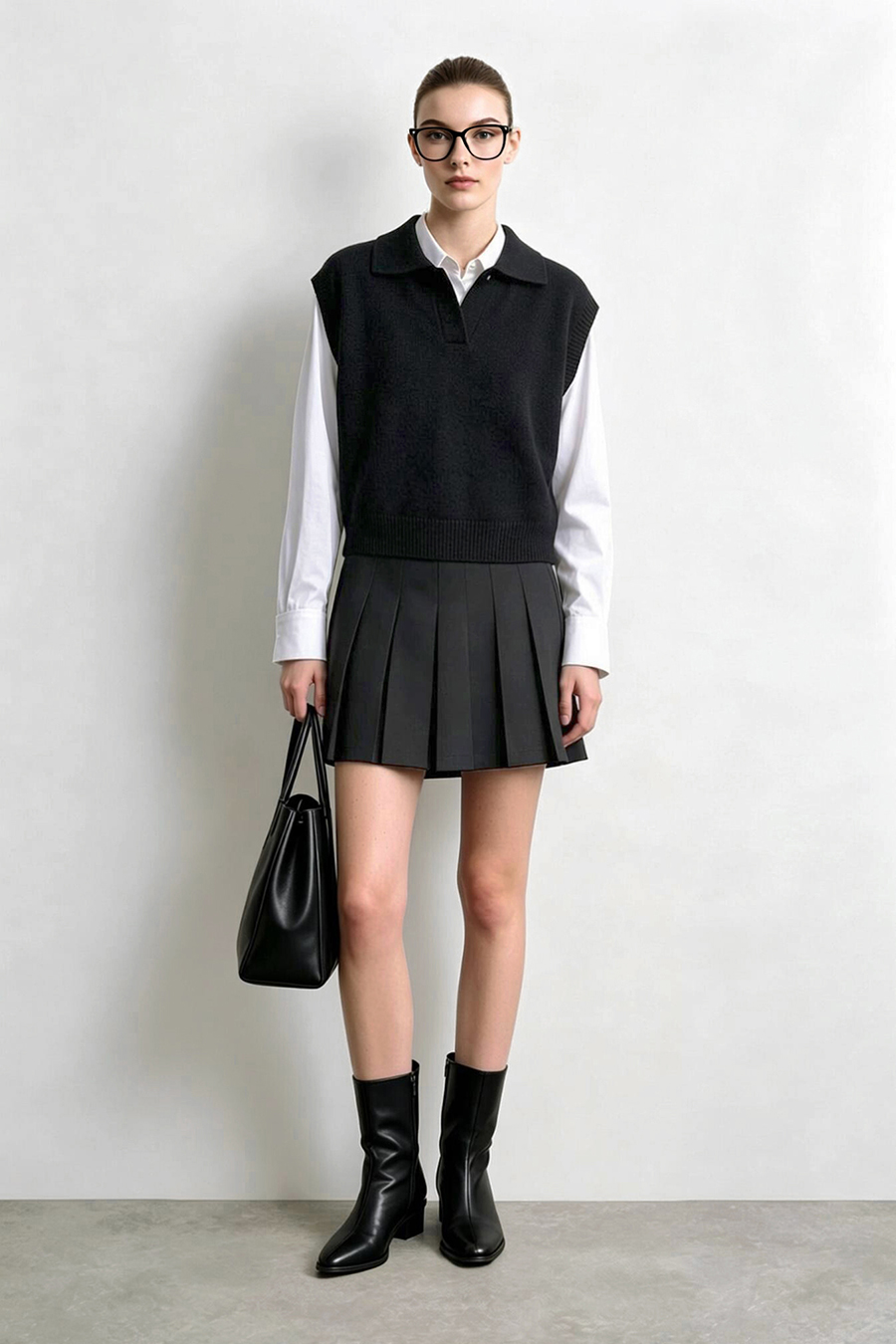 Polo Collar Knit Vest | AMII