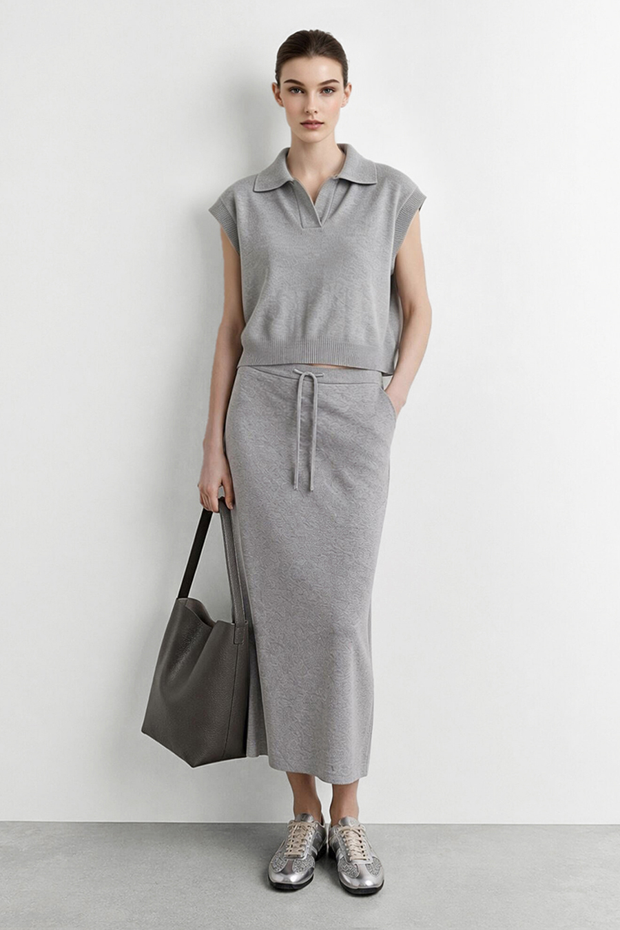 Polo Collar Knit Vest | AMII