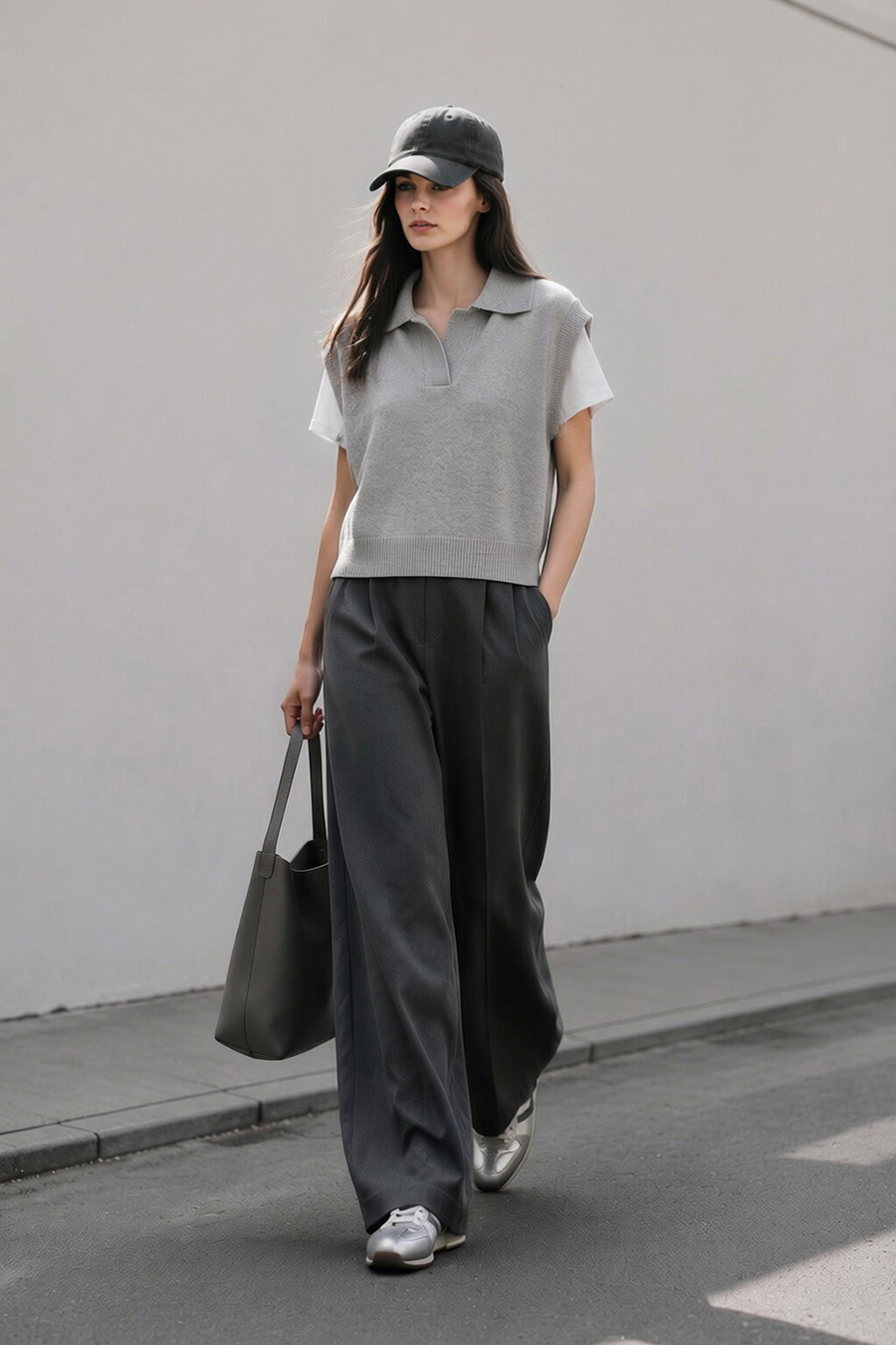 Polo Collar Knit Vest | AMII