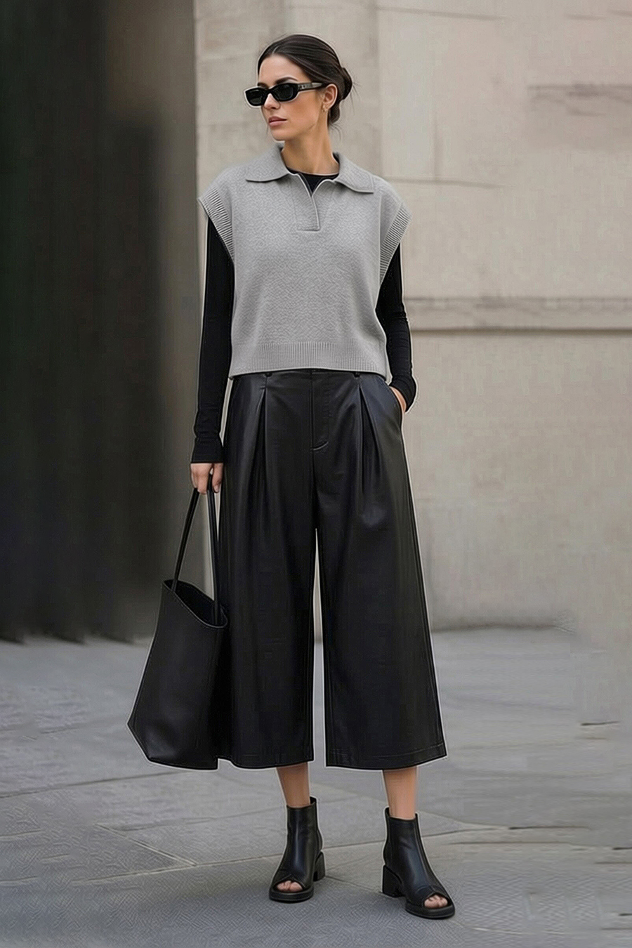 Polo Collar Knit Vest | AMII