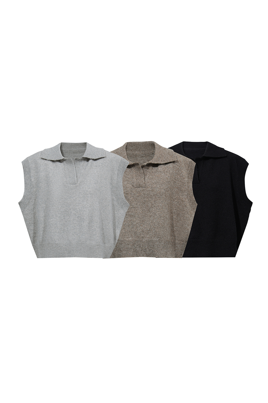 Polo Collar Knit Vest | AMII