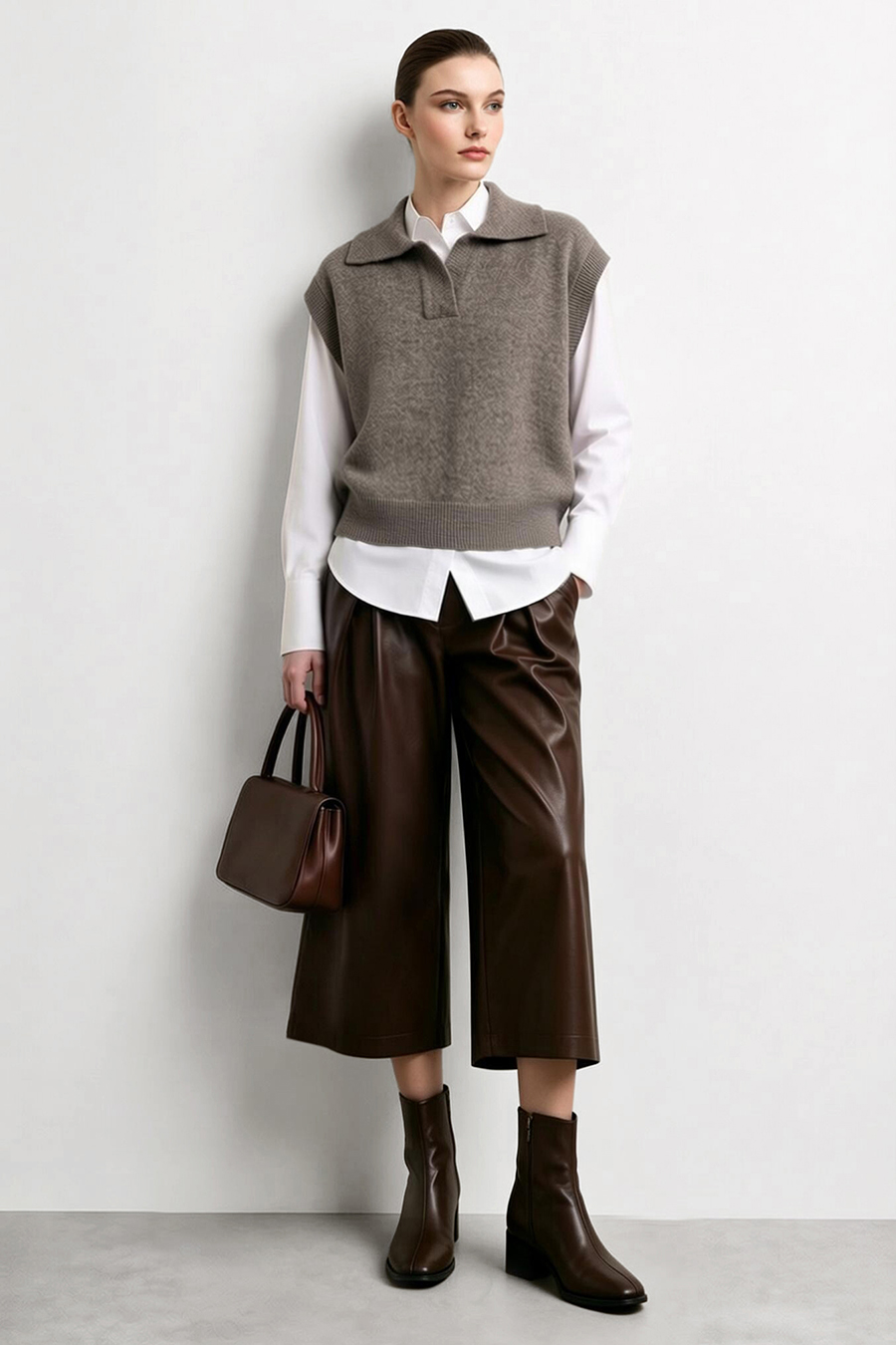 Polo Collar Knit Vest | AMII