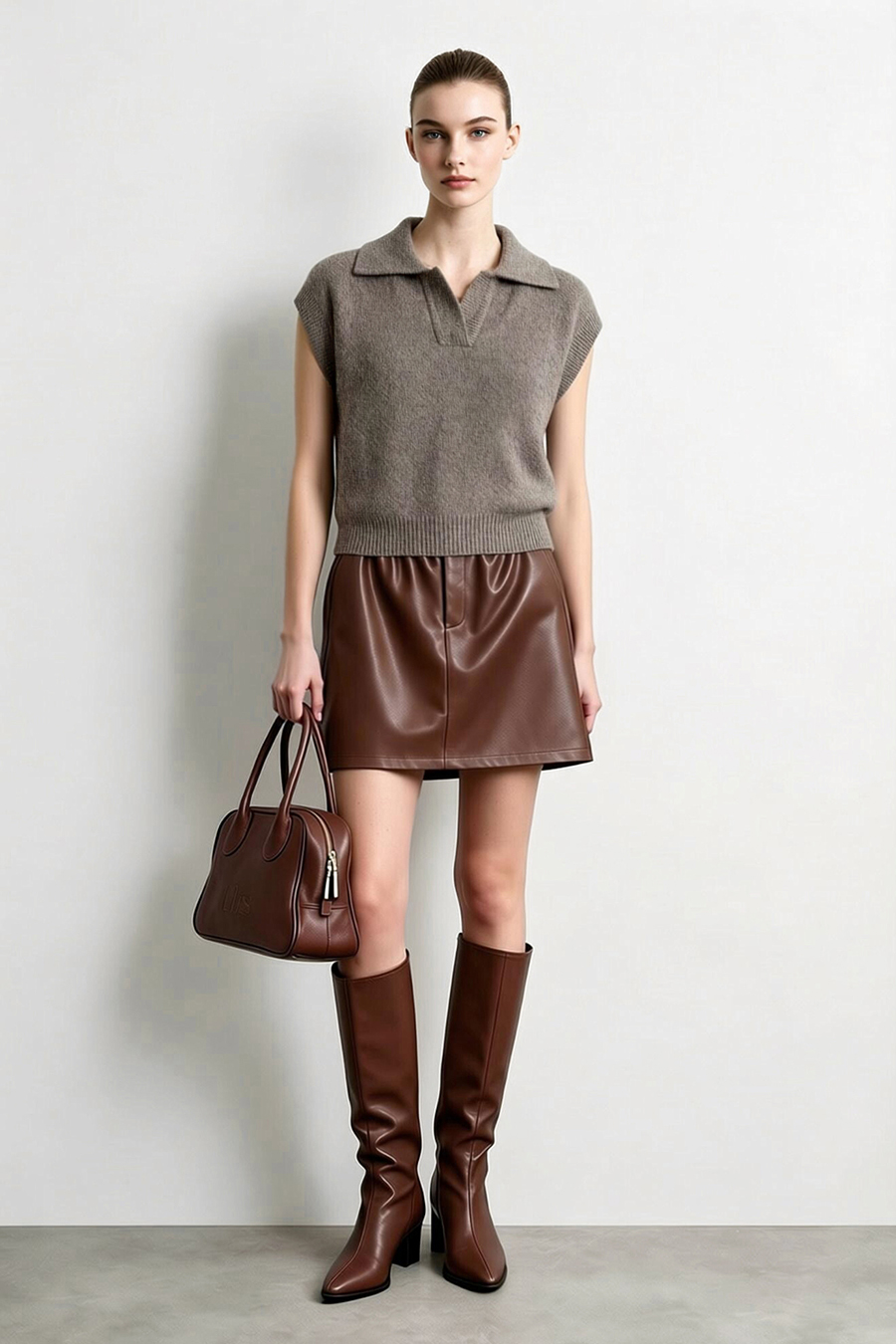 Polo Collar Knit Vest | AMII