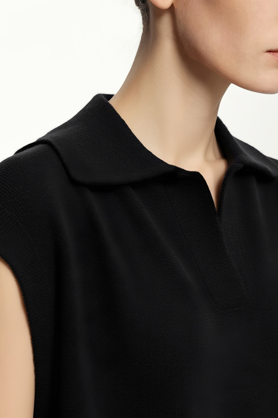 Polo Collar Knit Vest | AMII