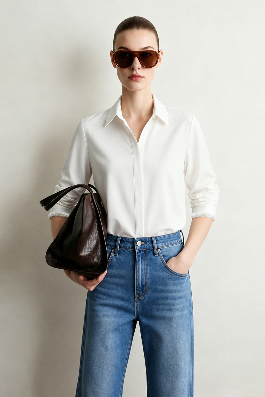 Beaded tape collared shirt|AMII